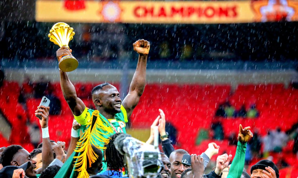 Sadio Mane celebrating with Senegal teammates after winning the AFCON 2025 edition in Morocco